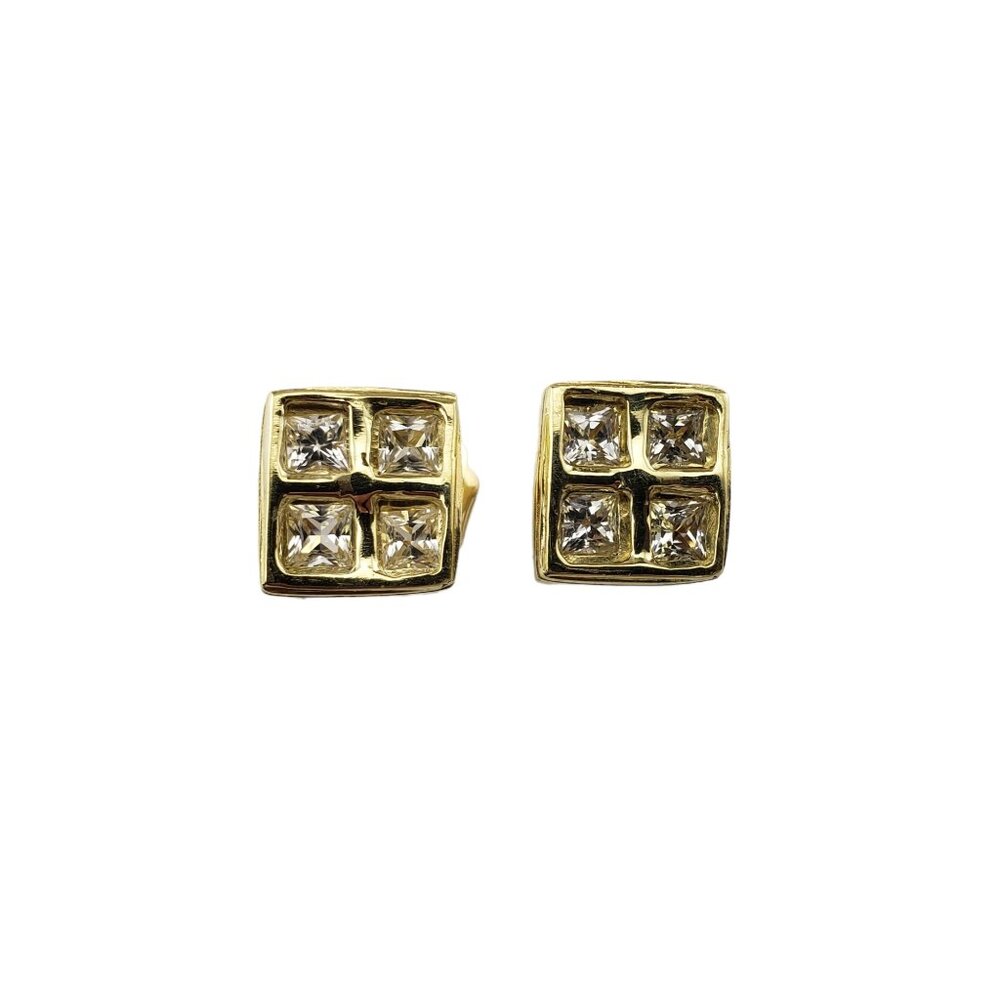 Robin Rotenier 18K Yellow Gold White Sapphire Earrings #15413